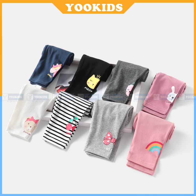 Quần legging cho bé gái YOOKIDS chất cotton và len tăm co giãn 4 chiều in hình mikey mặt thú họa tiết cho bé 1234 tuổi