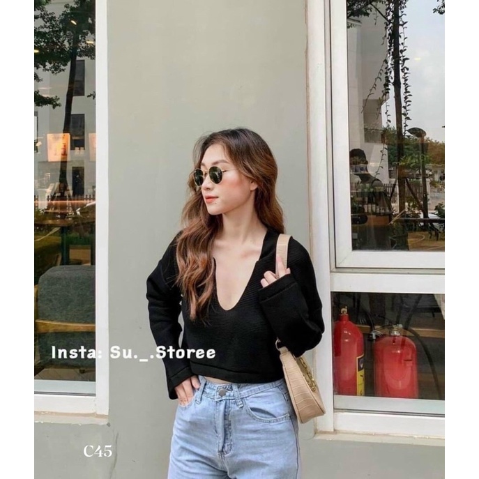 CROPTOP CỔ V SIÊU HOT
