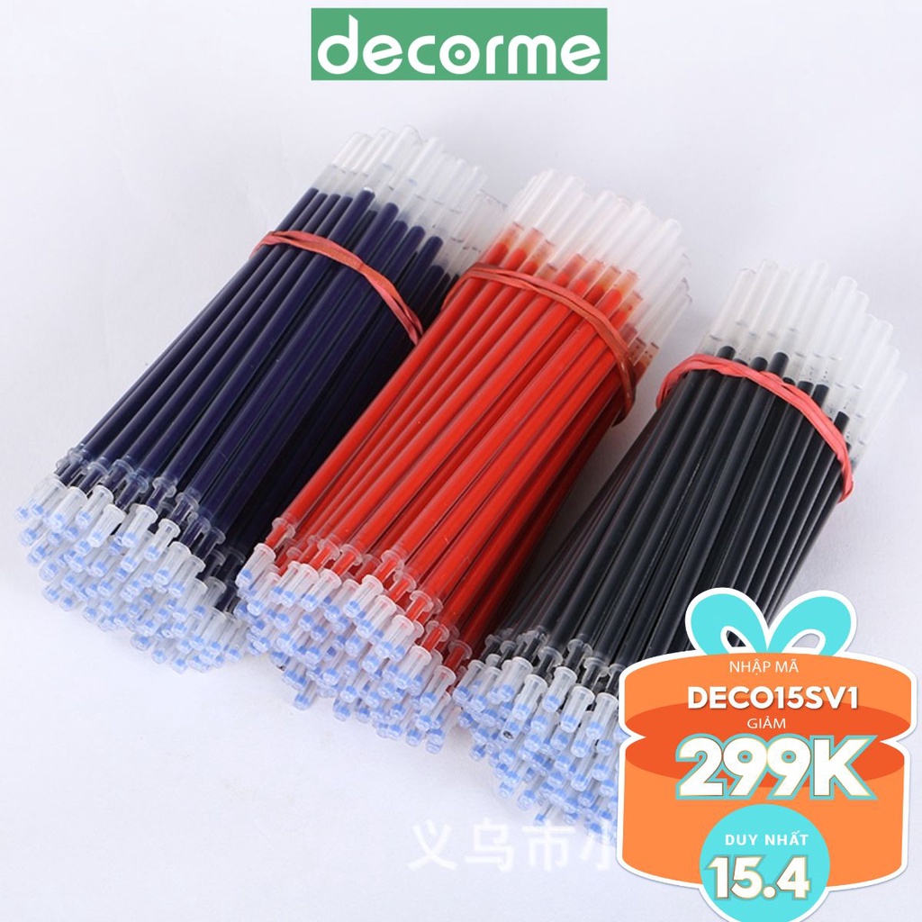 Ngòi Bút Gel DecorMe 0.35mm - 0.5mm 13cm Dùng cho bút Gel có Nắp Cài Ruột bút xanh đen đỏ NBD2