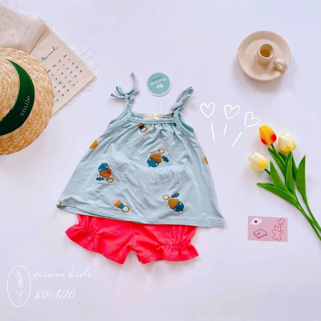 Bộ 2 dây cotton bozip cho bé gái