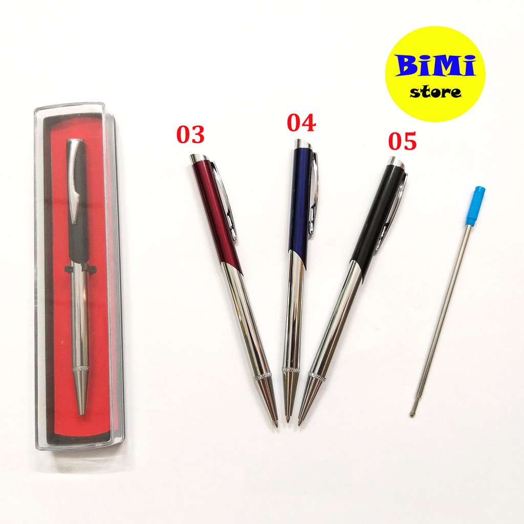 Bút bi kiểu xoay cao cấp (kèm 1 hộp và 1 ruột bút) set 1 - BiMi store