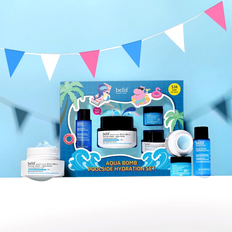 🔥 HOT - Fullset 🔥 Bộ dưỡng da BELIF Aqua Cica Bomb Burst Of Soothing Hydration Set / Aqua Bomb Poolside Hydration Set