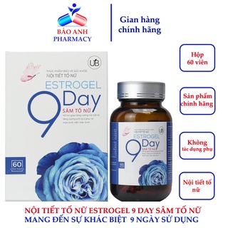 Nội tiết tố nữ Estrogel 9Day Sâm Tố Nữ - Cải thiện nội tiết tố nữ, giảm bốc hỏa, đau đầu, mất ngủ - Hộp60V