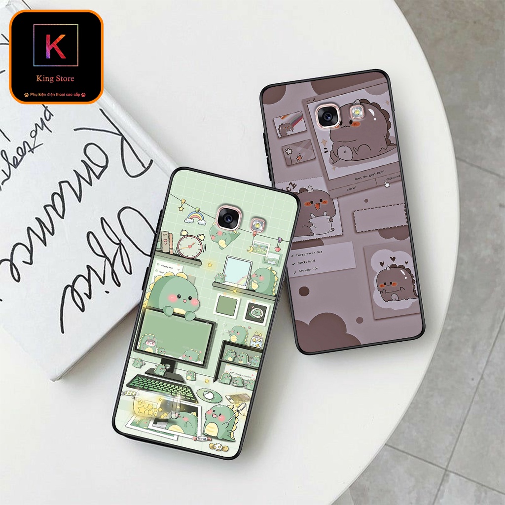 Ốp lưng Samsung A7 2017 - Samsung A5 2017 - Samsung A3 2017 - Ốp in hình khủng long DinoCute - Lưng nhám viền TPU