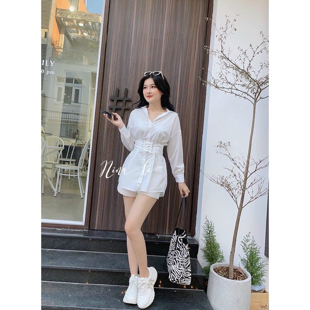 Áo Sơ Mi Kèm Đai Dài Tay Cực Xinh