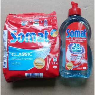 `BỘT RỬA BÁT SOMAT 1,2KG (Đức )+ NƯỚC LÀM BÓNG SOMAT 750ML