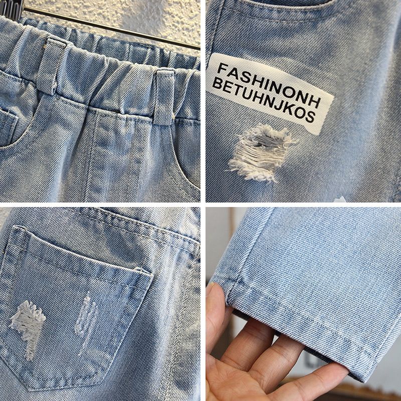 Quần jeans kiểu dáng đơn giản thời trang cao cấp dễ phối đồ cho trẻ em