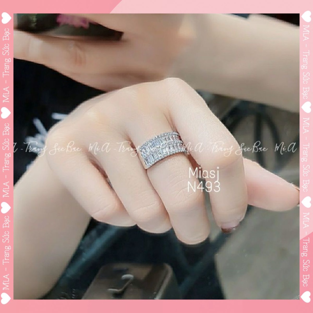 Nhẫn nữ Bạc Ý đá Baget vuông cao cấp S925 N493 | Mi.A Trang sức bạc