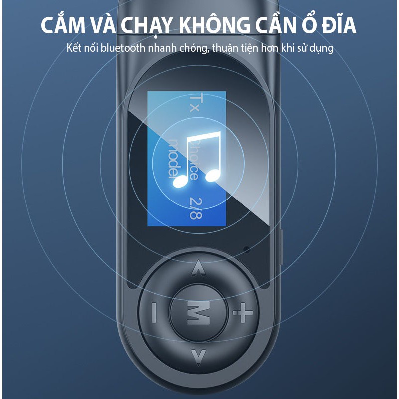 Bộ Thu Phát Không Dây 2 In 1 Bluetooth 5.0 Màn Hình LCD T13
