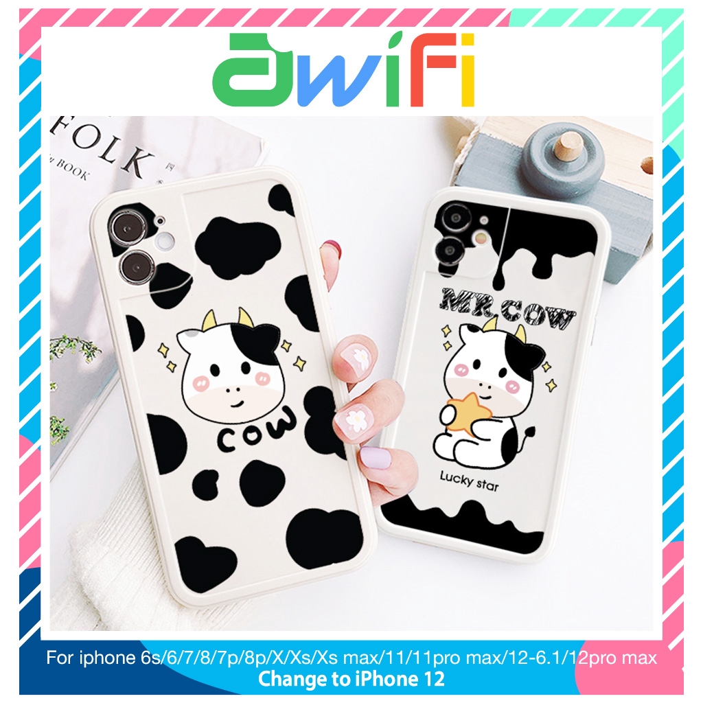 Ốp lưng iphone viền nổi star cow 5s/6/6plus/6s/6splus/7/7plus/8/8plus/x/xr/xs/11/12/pro/max/plus/promax - Awifi R5-10