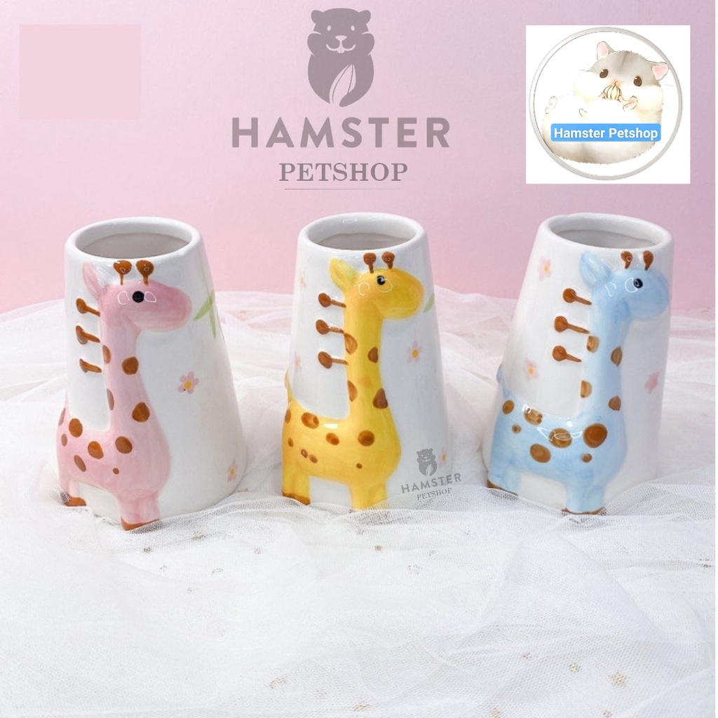 Đế bình nước sứ hươu cao cổ dành cho hamster