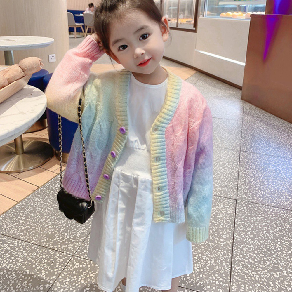 Áo Khoác Cardigan Dệt Kim Tay Dài Cổ Chữ V Thời Trang Xuân Thu Dành Cho Bé Gái 2-9 Tuổi