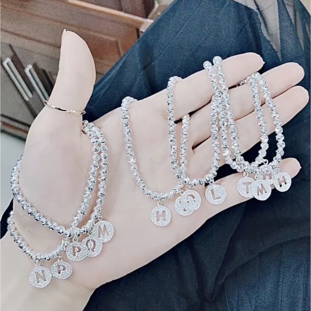 Lắc tay nữ, lắc tay bi phay chữ cái bạc chuẩn