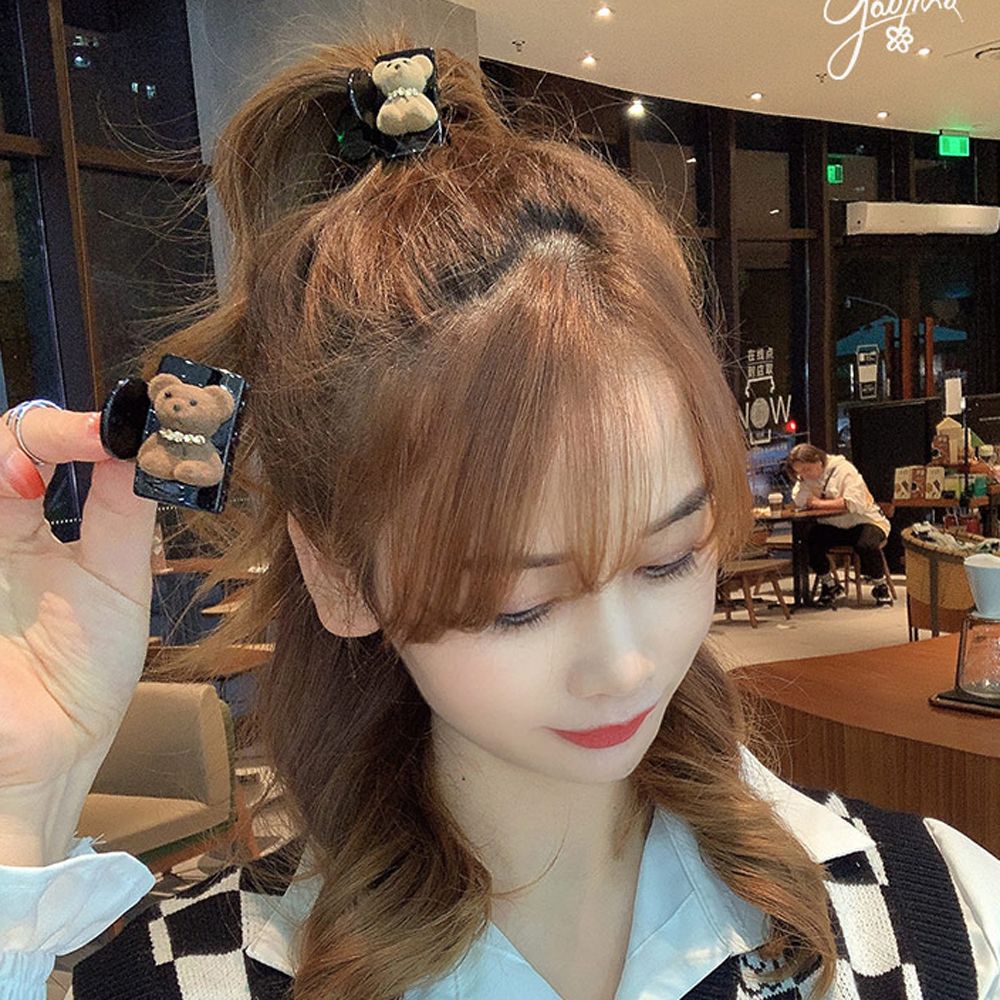 Kẹp tóc phối gấu bông phong cách Hàn Quốc đáng yêu thời trang dành cho nữ