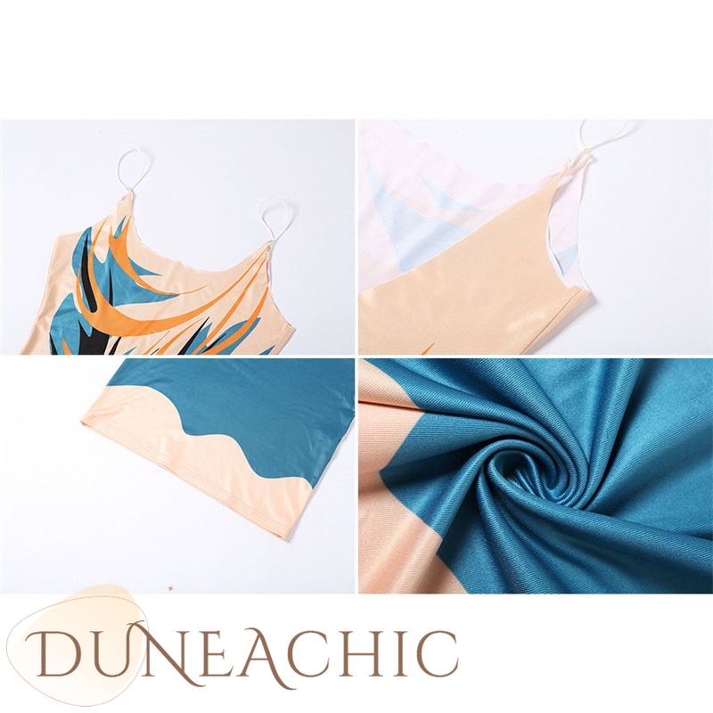 DUNEA Đầm Hai Dây Hở Lưng Cắt Thấp Thời Trang Cho Nữ