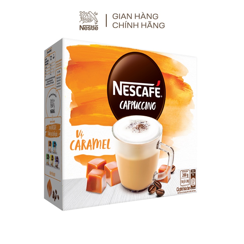 [Tặng 1 ly sứ]Combo 3 hộp cà phê hòa tan Nescafé Nestle bao bì mới: 1Cappuccino dừa+1Cappuccino caramel+1Latte sôcôla