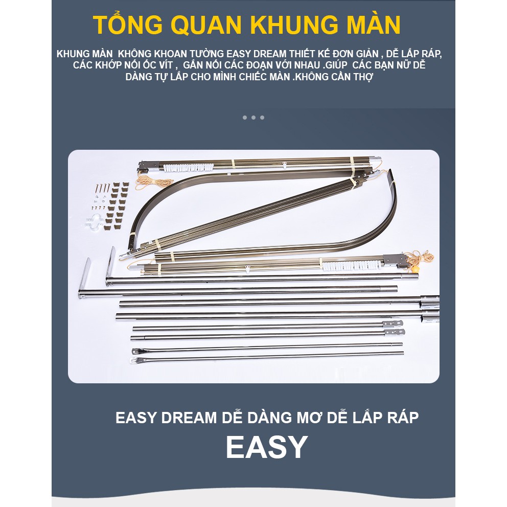 Màn khung ròng rọc không khoan tường mẫu mới nhất 2021 hàng chính hãng EASY DREAM màn cưới đẹp chống muỗi  decor