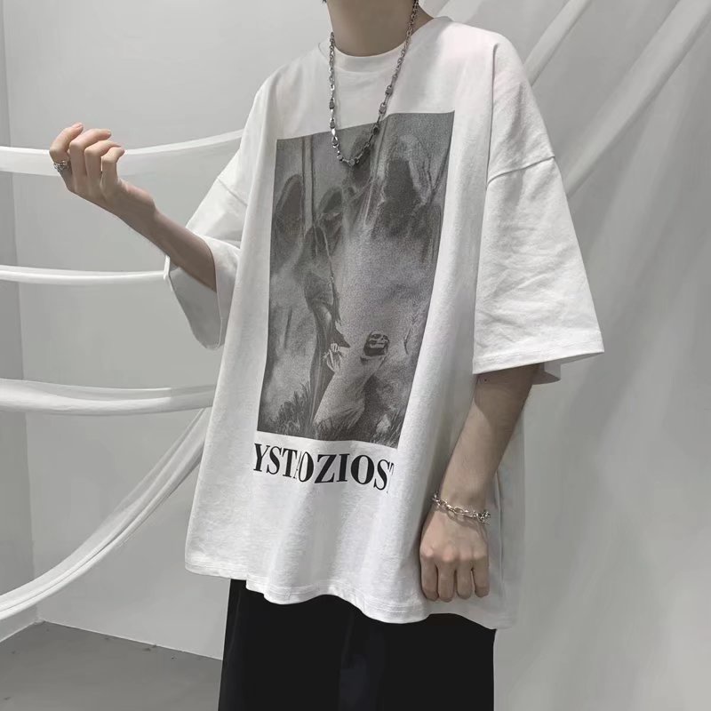 Áo Thun Tay Ngắn Dáng Rộng In Chữ Thời Trang Mùa Hè Cho Nam Và Nữ Size M-8XL