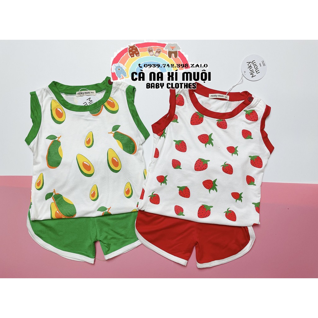 Bộ Minky Mom Ba Lỗ FREE SHIP Thun Lạnh Cao Cấp Cộc Tay Dể Thương Cho Bé Gái Bé Trai, Đủ Màu