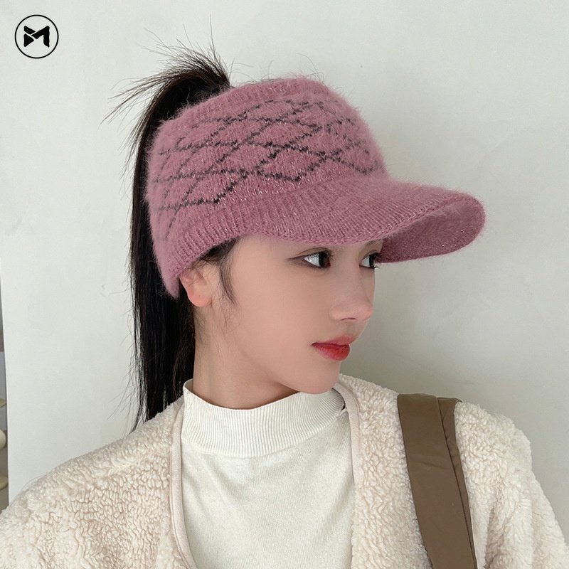 Mũ Len Trùm Tai Giữ Ấm Họa Tiết Kim Cương Thời Trang Thu Đông Mới