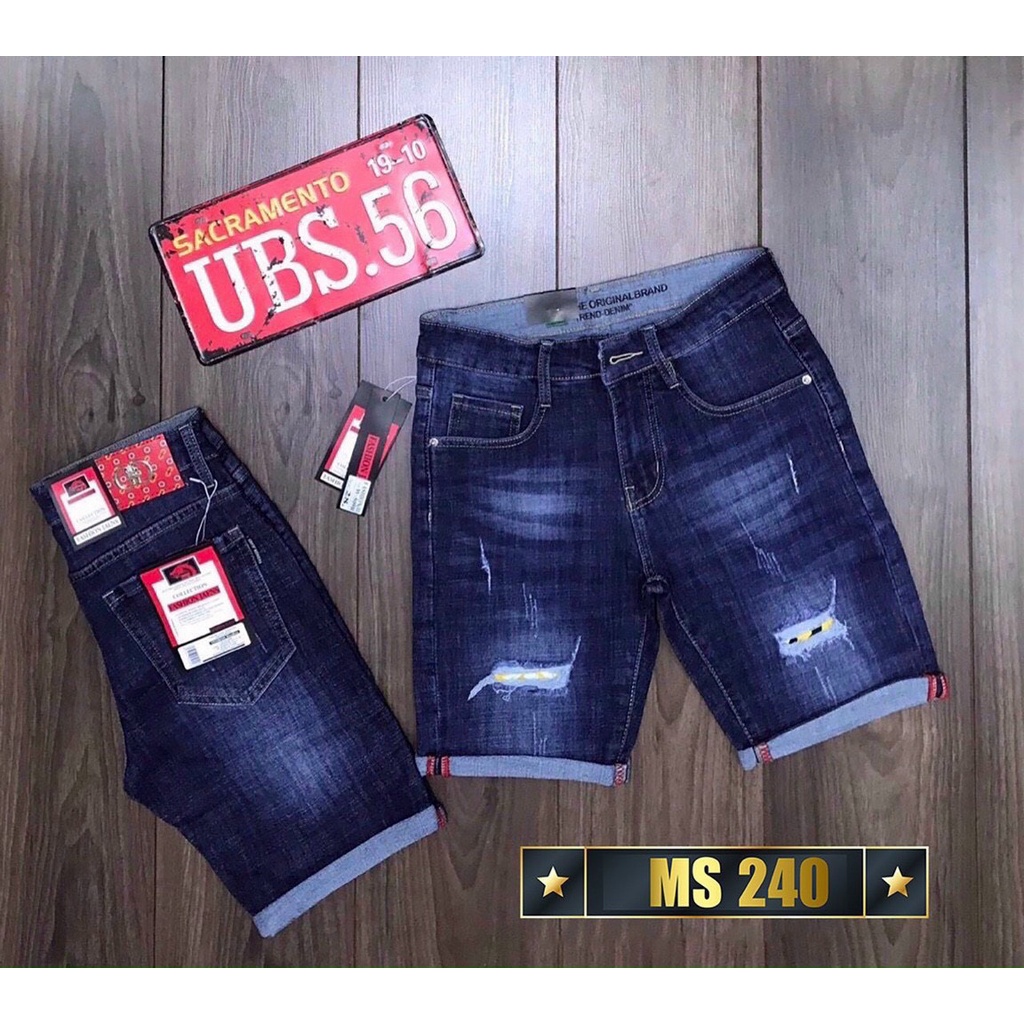 Quần short jean nam màu xanh MuradFashion, Quần đùi jean nam co giãn MS133