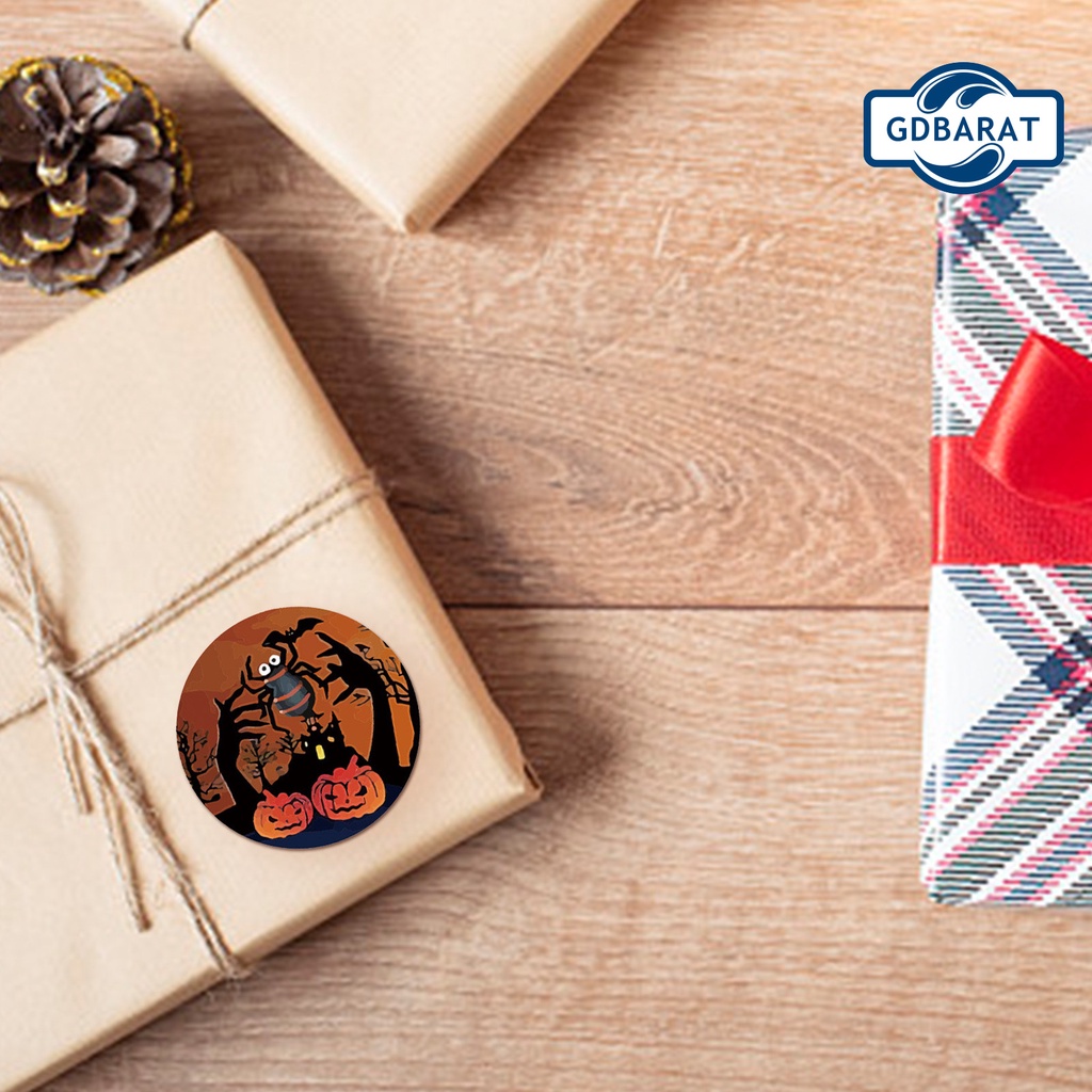 Cuộn 500 Nhãn Dán Tự Dính Hình Tròn Dùng Trang Trí Phong Cách Halloween