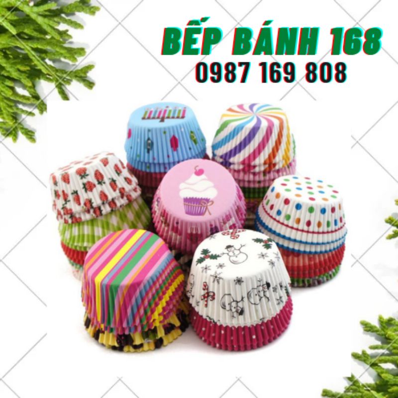 Giấy lót cupcake mềm xếp li Hoa Văn / Trắng (Một xấp 20-25 cái)
