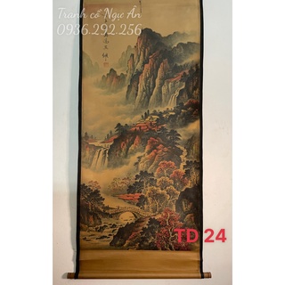 Tranh cổ xưa 160cmx65cm tranh phong thủy tài lộc bình an tranh cổ Ngự Ân treo tường như tùng hạc cá chép sơn thủy