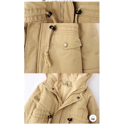 Áo khoác parka lót lông siêu ấm cho bé,sẵn vàng 100
