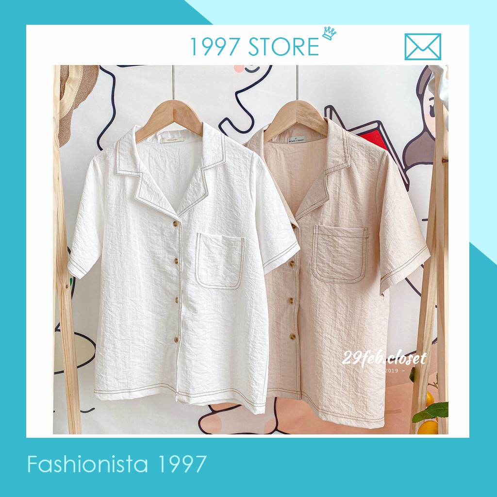 Áo sơ mi nữ thô đũi viền cổ, áo kiểu nữ cộc tay cổ vest viền chỉ freesize. -Áo sơ mi đũi nứ cổ bẻ ngắn tay cao cấp