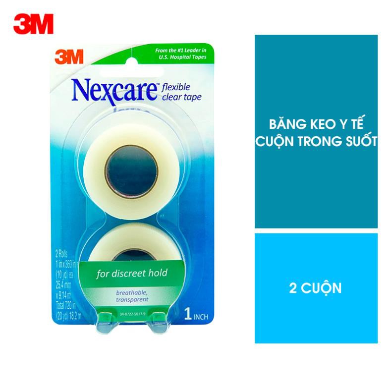 (hàng chính hãng) Băng keo y tế cuộn trong suốt Nexcare 3M 771-2PK 1 inch vỉ 2 cuộn rất hiệu quả