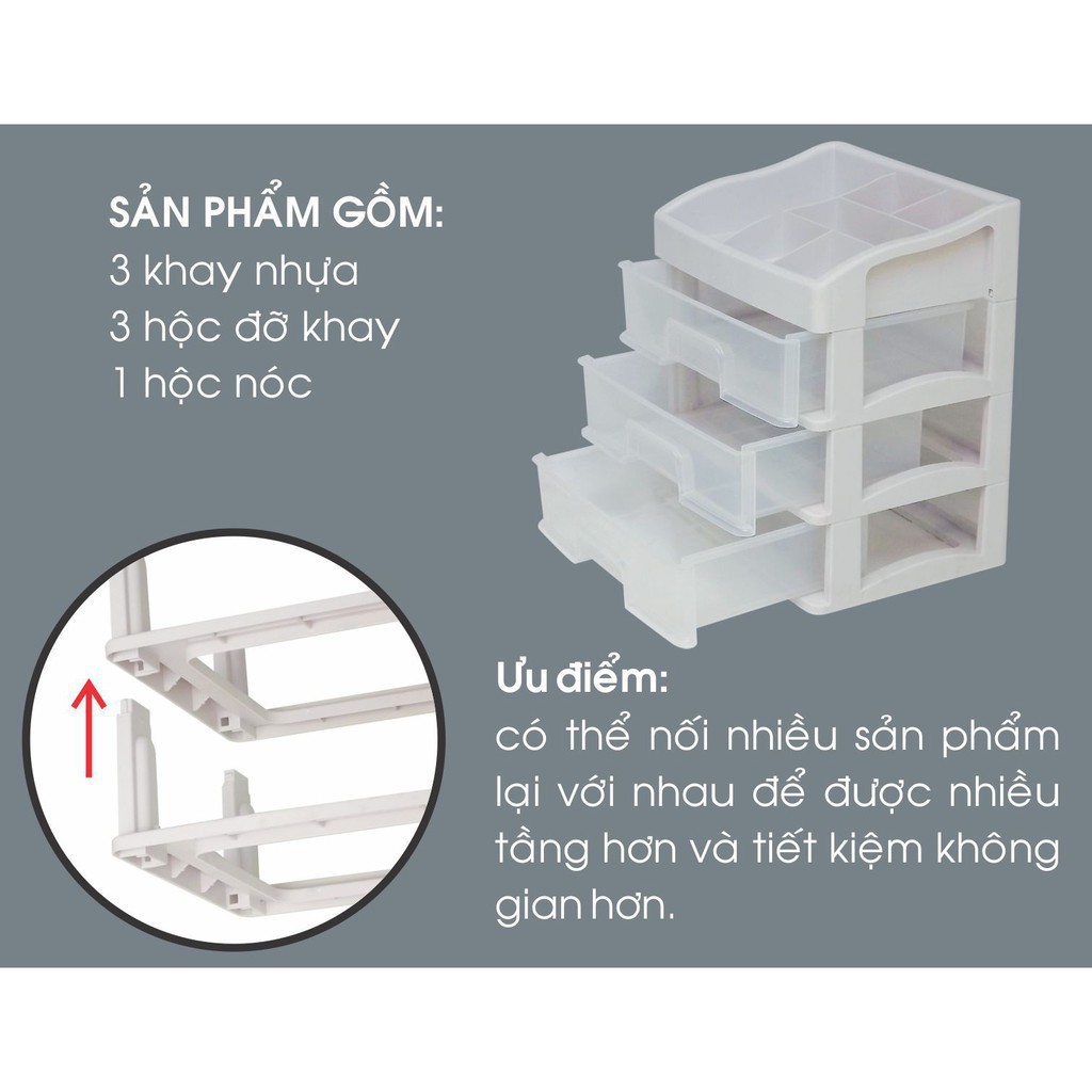 [Freeship] Kệ Đựng Mỹ Phẩm Đồ Trang Điểm Trang Sức 4 Tầng Ngăn Kéo Tiện Dụng