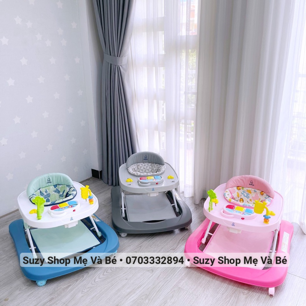 Xe Tập Đi Sasa Cho Bé 6-18 Tháng Có Nhạc/ Bàn Đồ Chơi/ Bàn Ăn - Xanh Hồng Xám / Xe tròn tập đi