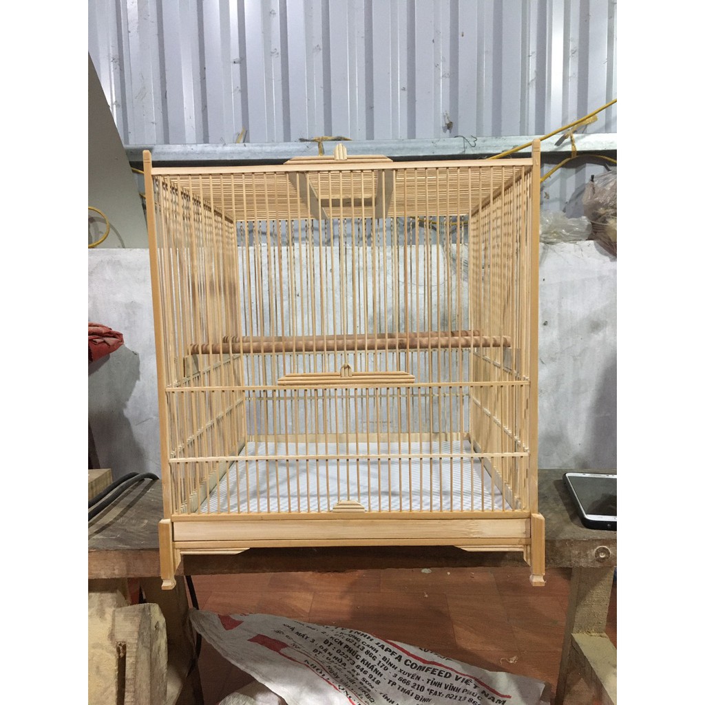 Khung Lồng Chim Chào Mào Tự Ráp Kabosa Mẫu Báng Súng Nan Khít Chất Liệu Trúc, Tre Già Kèm Đủ Phụ Kiện