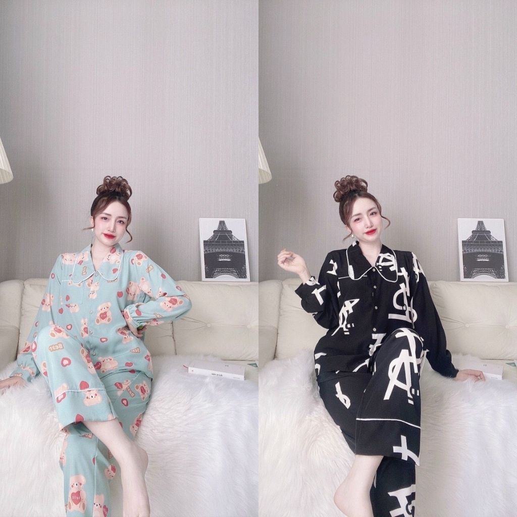 Đồ ngủ Pijama , Đồ ngủ Nữ Dễ Thương Lụa Cao Cấp mềm mịn &lt; 60Kg