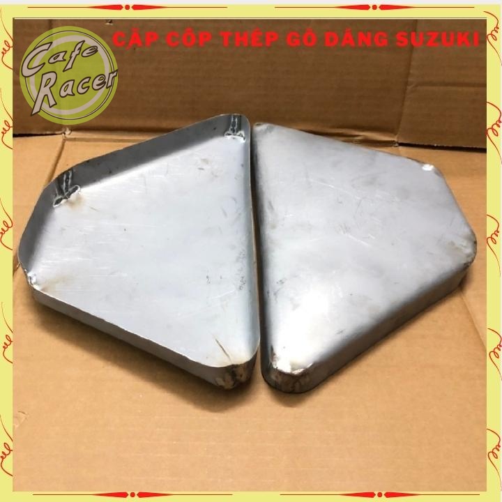 Cốp hông xe máy dô bằng thép gò dáng SU GN125 chưa sơn cho dong xe classic cafe racer