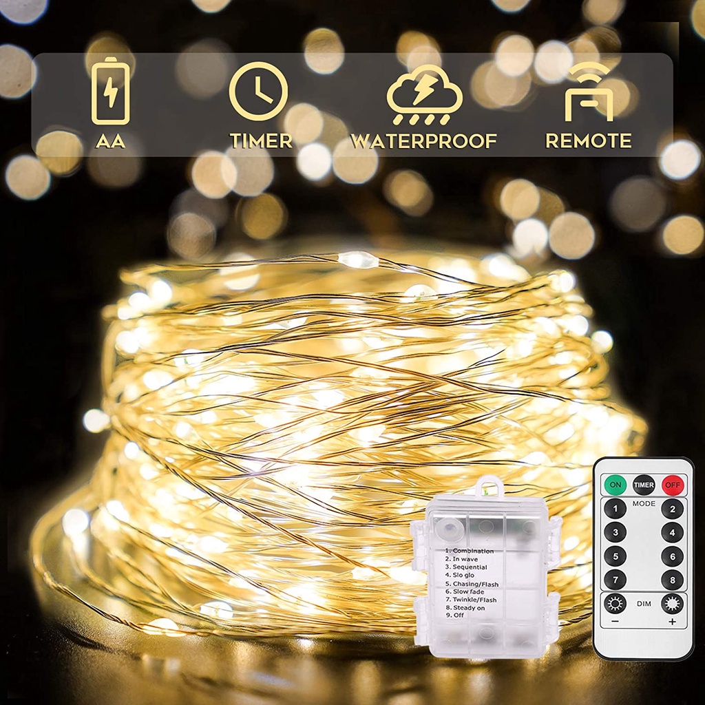 Dây đèn LED WELPUR chống thấm nước kích thước 5m/ 10m/ 20m trang trí khu vực trong nhà và ngoài trời