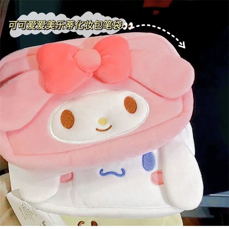 Túi Đựng Đồ Trang Điểm Sức Chứa Lớn Họa Tiết Hoạt Hình My Melody Cinnamoroll Purin Hello Kitty