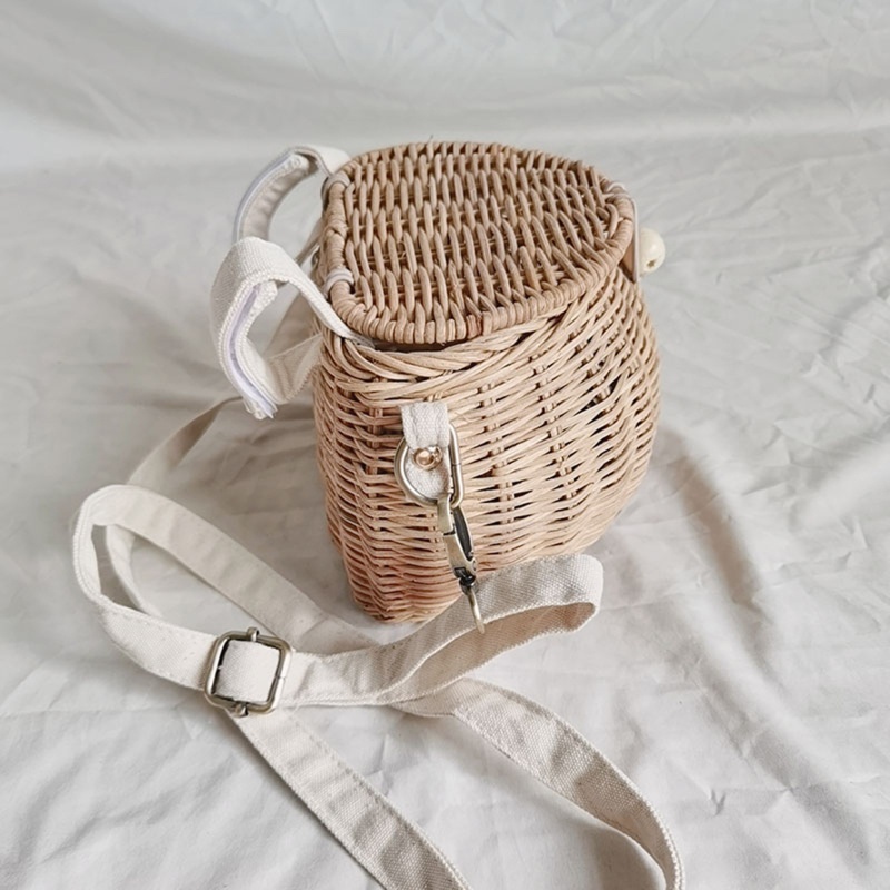 Túi Đeo Chéo Mây Đan Có Nắp Đậy Đựng Đồ Chơi Cho Bé