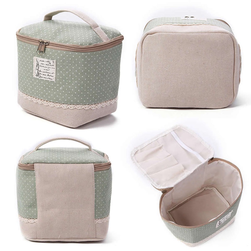 Hộp Đựng Đồ Trang Điểm Bằng Vải Lanh Đa Năng