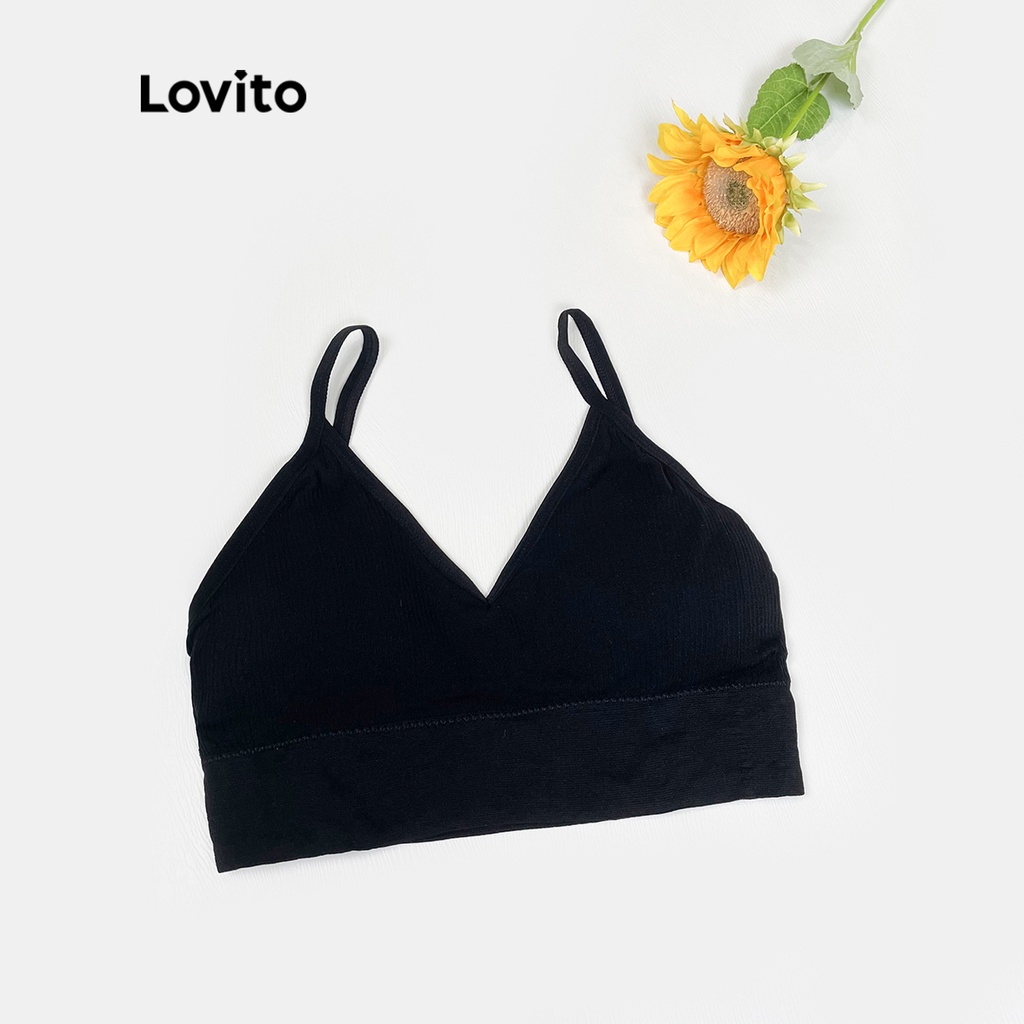 Áo ngực thể thao Lovito L00002 mềm mại có thể tháo rời màu xanh lá/đen/vàng #3