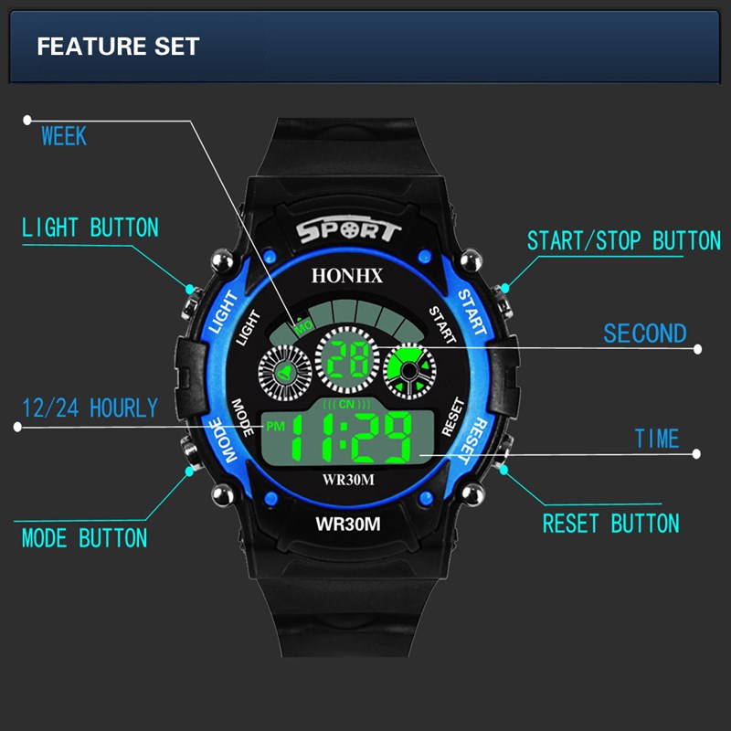 HONHX Digital Lifestyle Waterproof Watch for Men Sports Watches Student Watchs