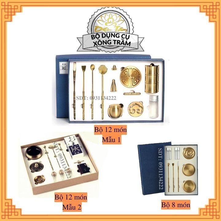 Bộ dụng cụ lư xông trầm hương bằng đồng