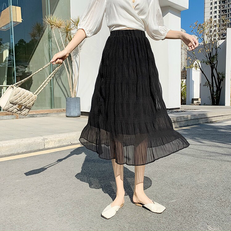 Chân váy dài chất nhăn Quảng châu hàng đẹp