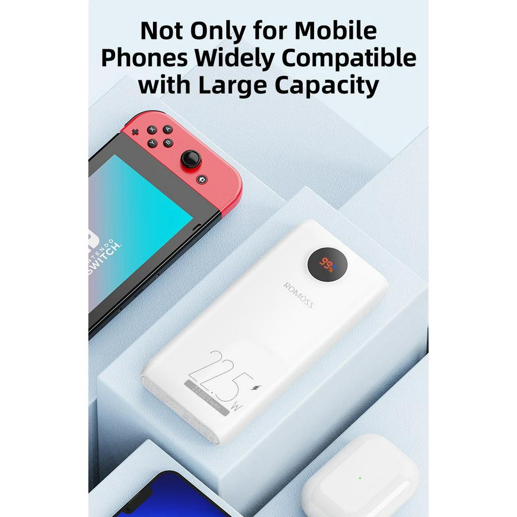 Pin Sạc Dự Phòng Romoss SW20PF 20000mAh 22.5W 20WPD Màn Hình Kỹ Thuật Số Thông Minh