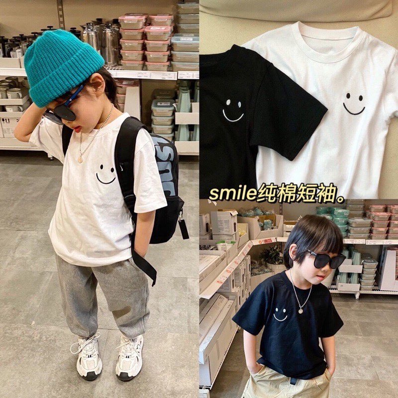 Áo thun smile Hàn quốc cho bé , áo thun bé trai bé gái , cotton , Kid_genZ