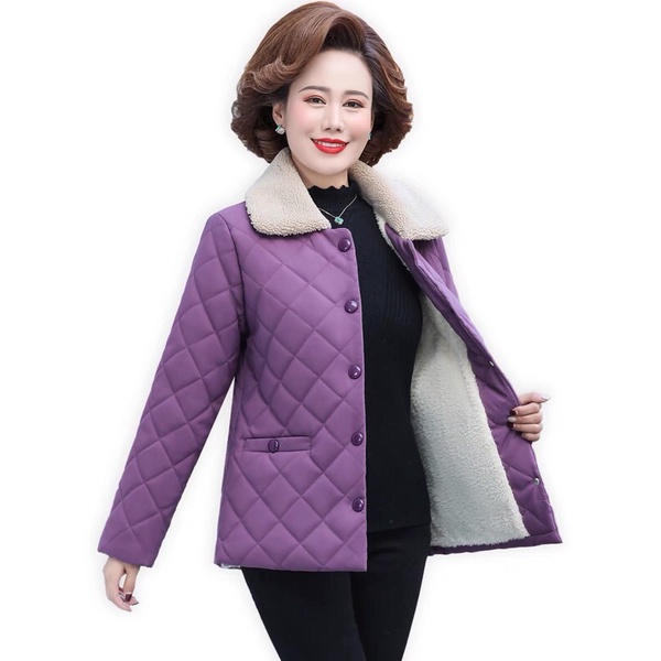 Hàng Order - Qccc- Áo khoác dáng ngắn trong lót lông dầy siêu ấm cho phụ nữ trung niên( có ảnh thật) sẵn đen 3XL, đỏ XL