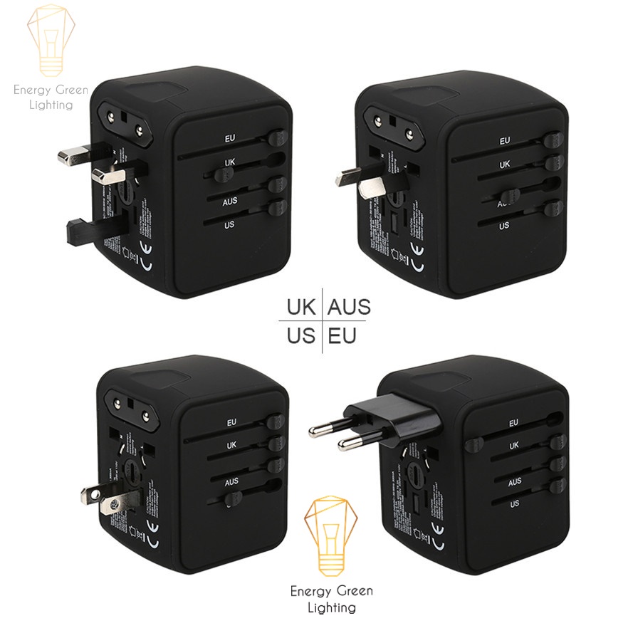 Ổ cắm điện Energy Green Lighting quốc tế du lịch đa năng OC-122 2 cổng USB Travel AC Adapter