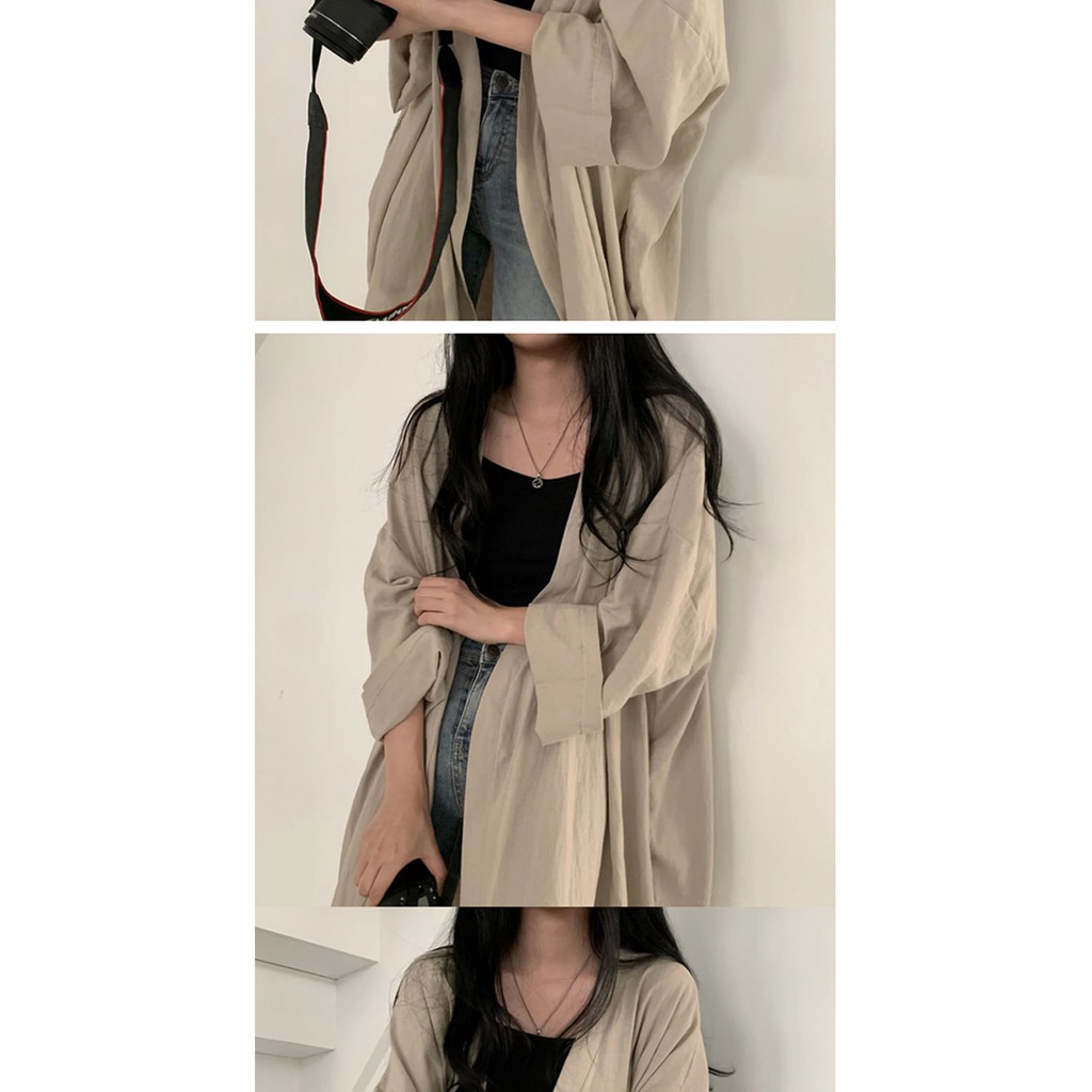 Áo khoác kiểu sơ mi tay dài dáng rộng phong cách Hàn Quốc thời trang dành cho nữ | BigBuy360 - bigbuy360.vn