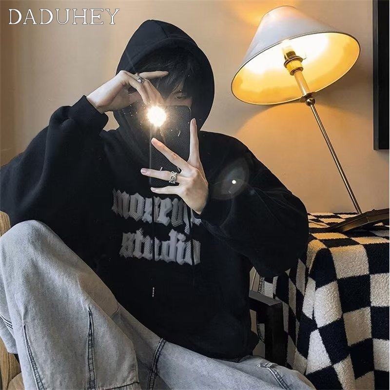 DaDuHey Men's American-Style Casual Three-Dimensional Embroidered Letters Slim Fit Fashion Tops